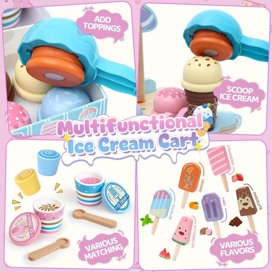 Activity-board  Salon de Crème Glacée, Jouet de Crème Glacée pour Enfants, Camion de Crème Glacée pour Enfants avec Accessoires de Magasin de Glace 