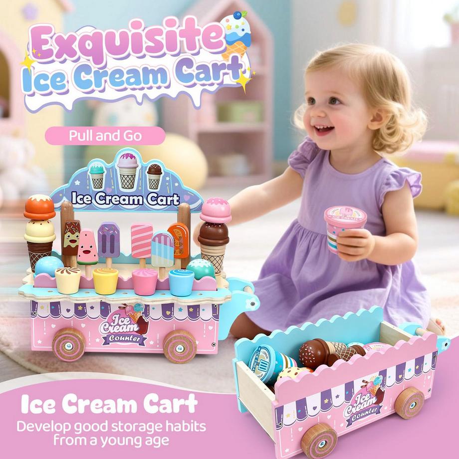 Activity-board  Salon de Crème Glacée, Jouet de Crème Glacée pour Enfants, Camion de Crème Glacée pour Enfants avec Accessoires de Magasin de Glace 