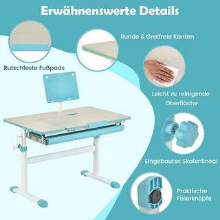 Northix Höhenverstellbares Kinderschreibtisch Set mit Neigbarer Tischplatte & Bücherständer (Blau Tisch)  
