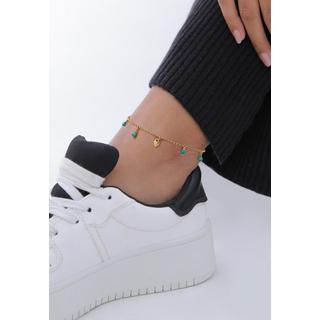 Elli  Bracelet de Cheville Herz Howlith Türkis Boho 925 Silber 