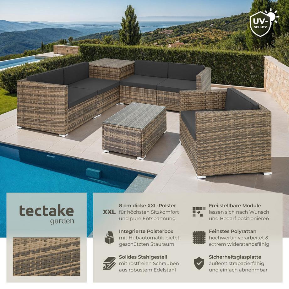 Tectake Salottino lounge in rattan Pisa per 5 persone  
