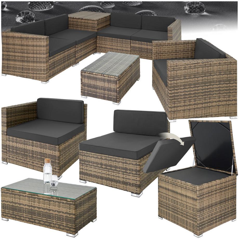 Tectake Salottino lounge in rattan Pisa per 5 persone  