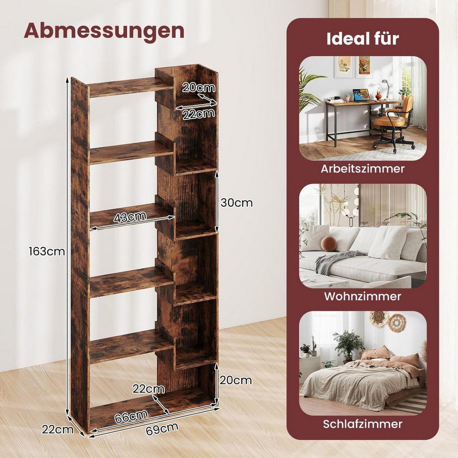 Northix 6-stöckiges Bücherregal mit 11 Regalböden  