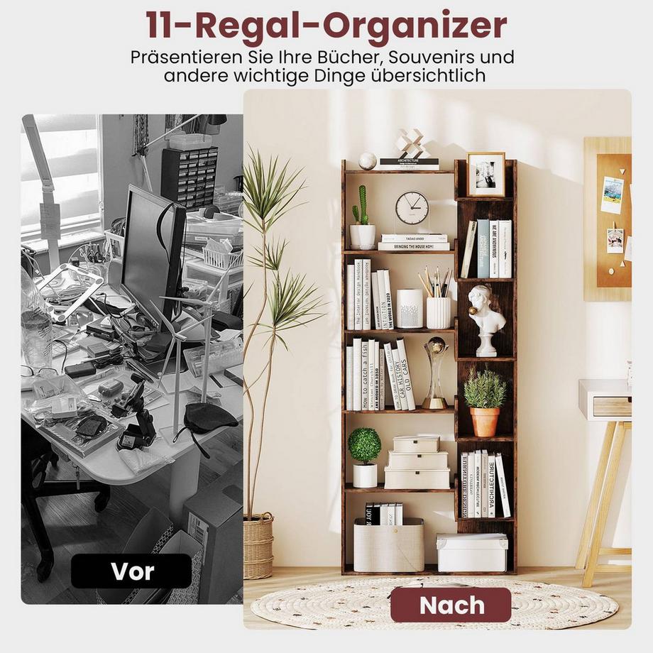 Northix 6-stöckiges Bücherregal mit 11 Regalböden  