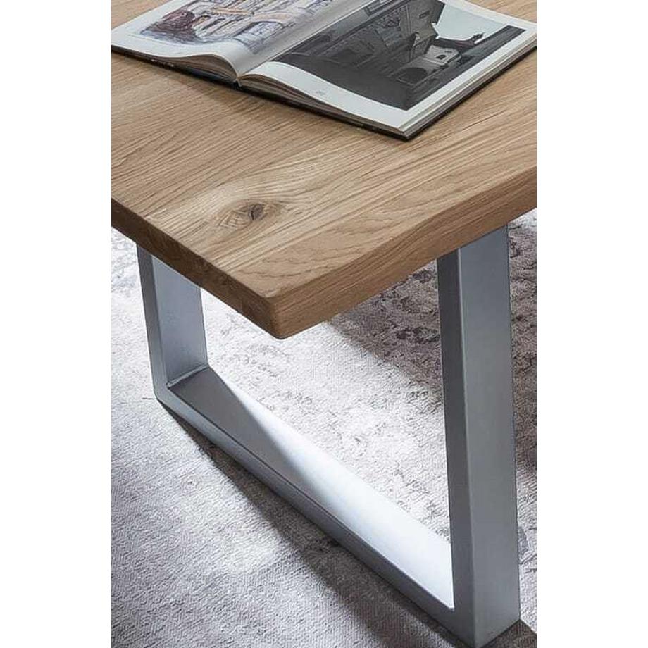 mutoni Table chêne sauvage métal naturel argent antique 120x80  