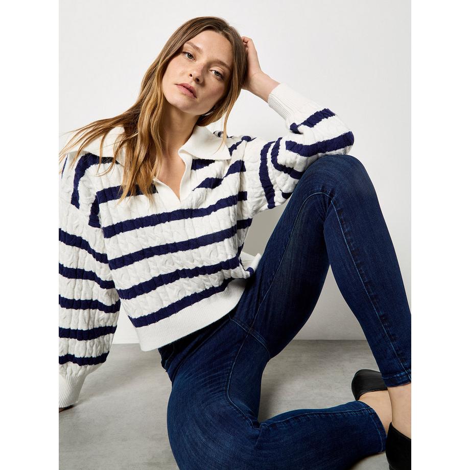 Pull à rayures en maille torsadée