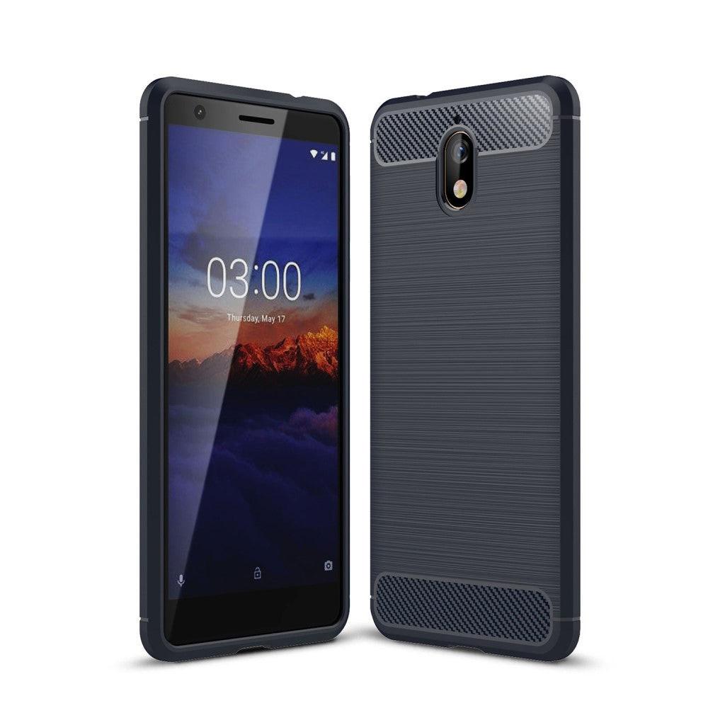 Image of Nokia 3.1 2018 - Silikon Gummi Case Metall Carbon Look
