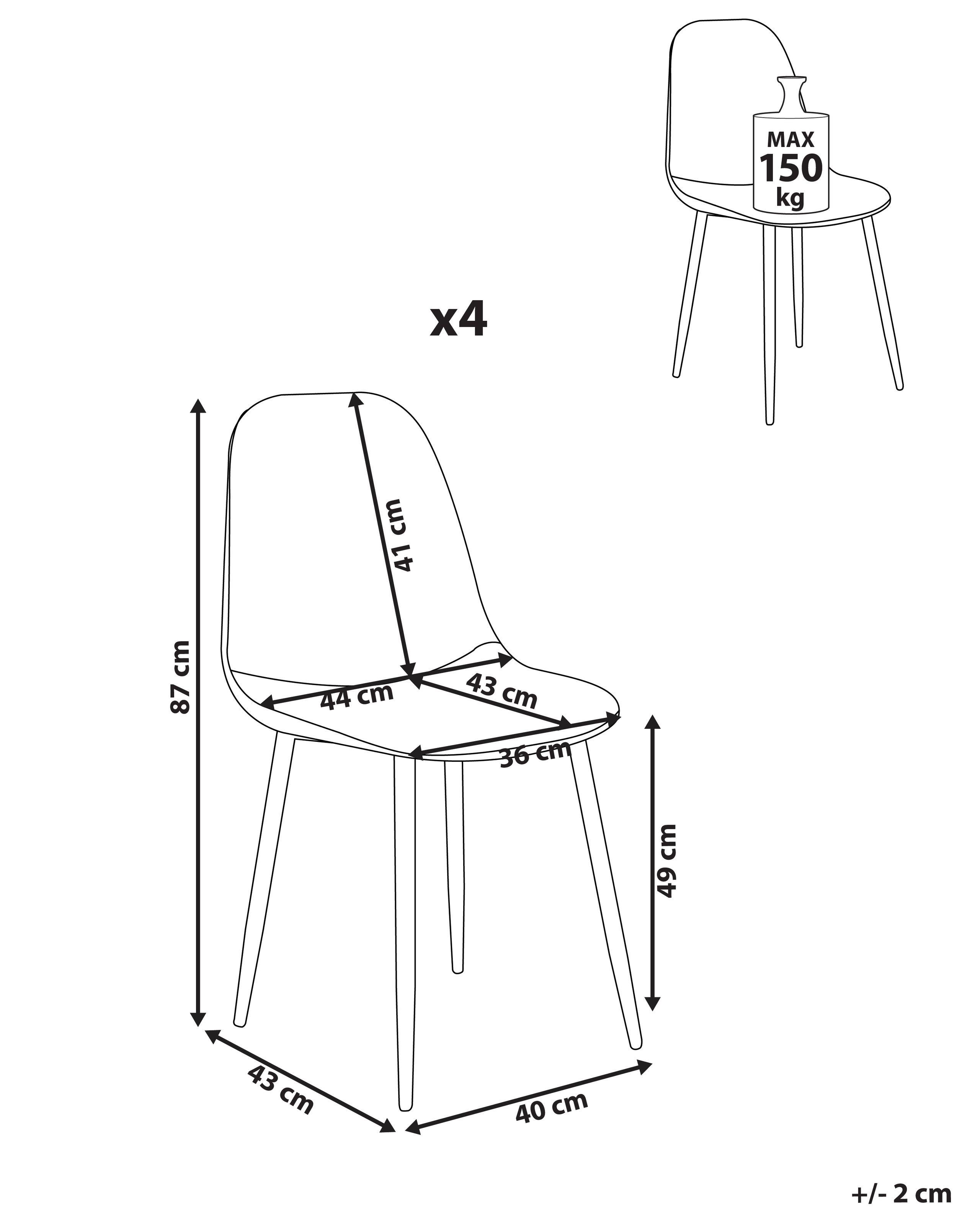 Beliani Set di 4 sedie da pranzo en Tessuto Moderno CRANDALL  