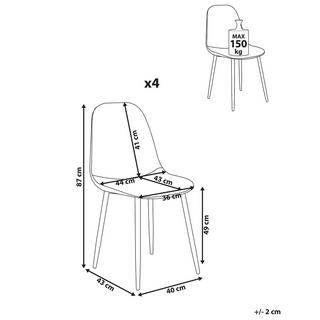 Beliani Set di 4 sedie da pranzo en Tessuto Moderno CRANDALL  