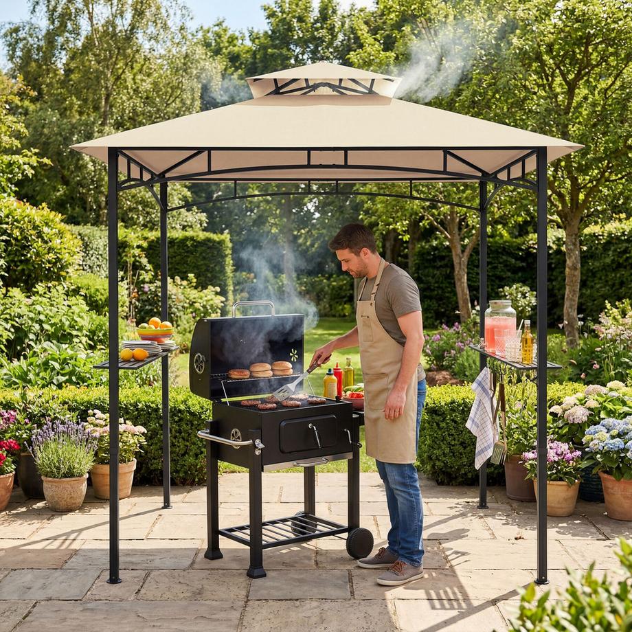 Tectake Gazebo con barbecue Maracaibo gazebo per barbecue resistente alle intemperie con protezione UV  