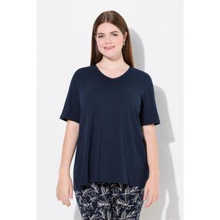 Ulla Popken  T-shirt di cotone biologico in confezione doppia con scollo a V e mezze maniche 