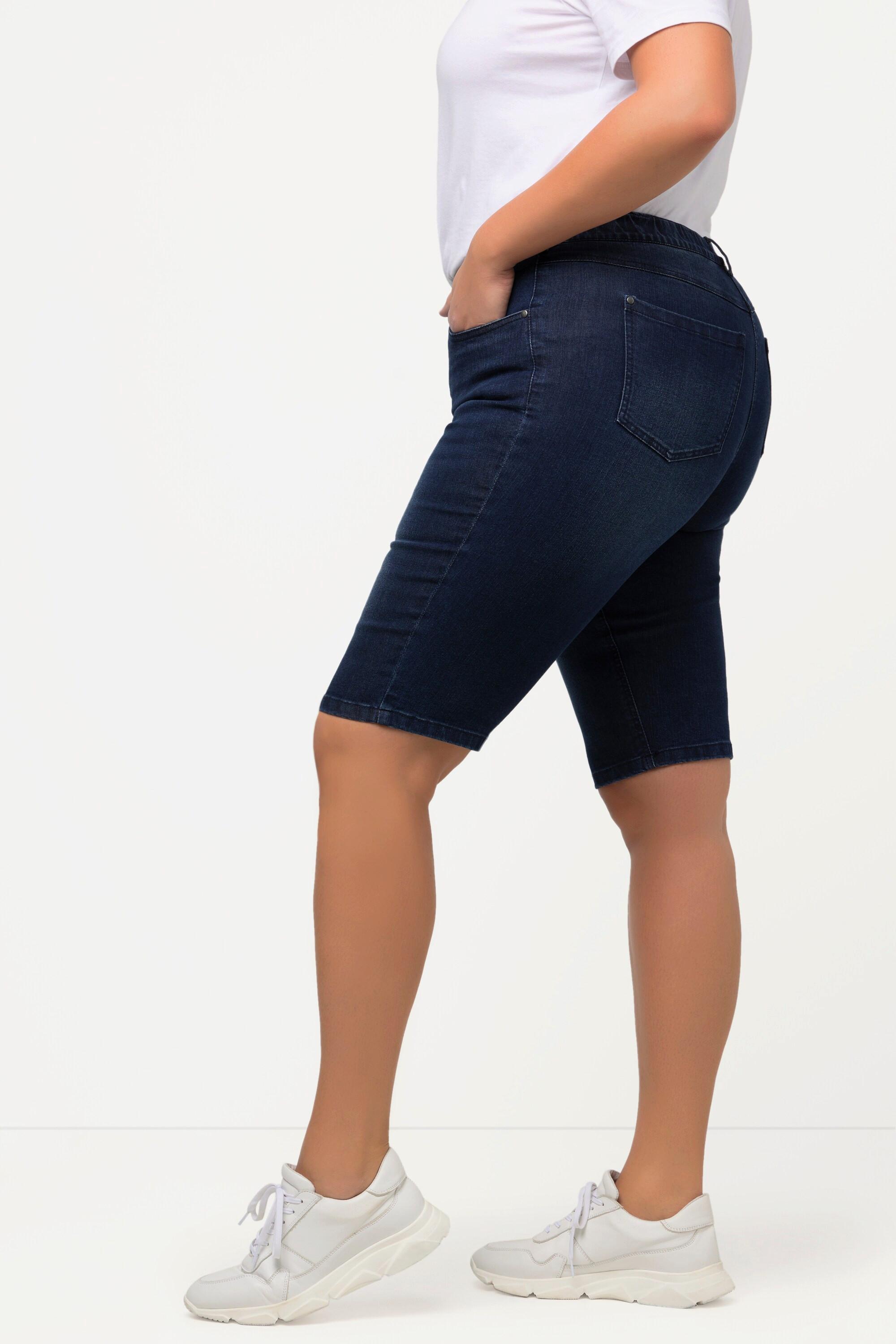 Ulla Popken  Bermuda en jean Mandy, coupe 5 poches et taille confortable 