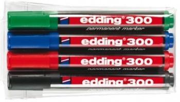 Edding  Edding 300-E4 Marker 4 Stück(e) Schwarz, Blau, Grün, Rot 