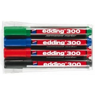 Edding  Edding 300-E4 Marker 4 Stück(e) Schwarz, Blau, Grün, Rot 