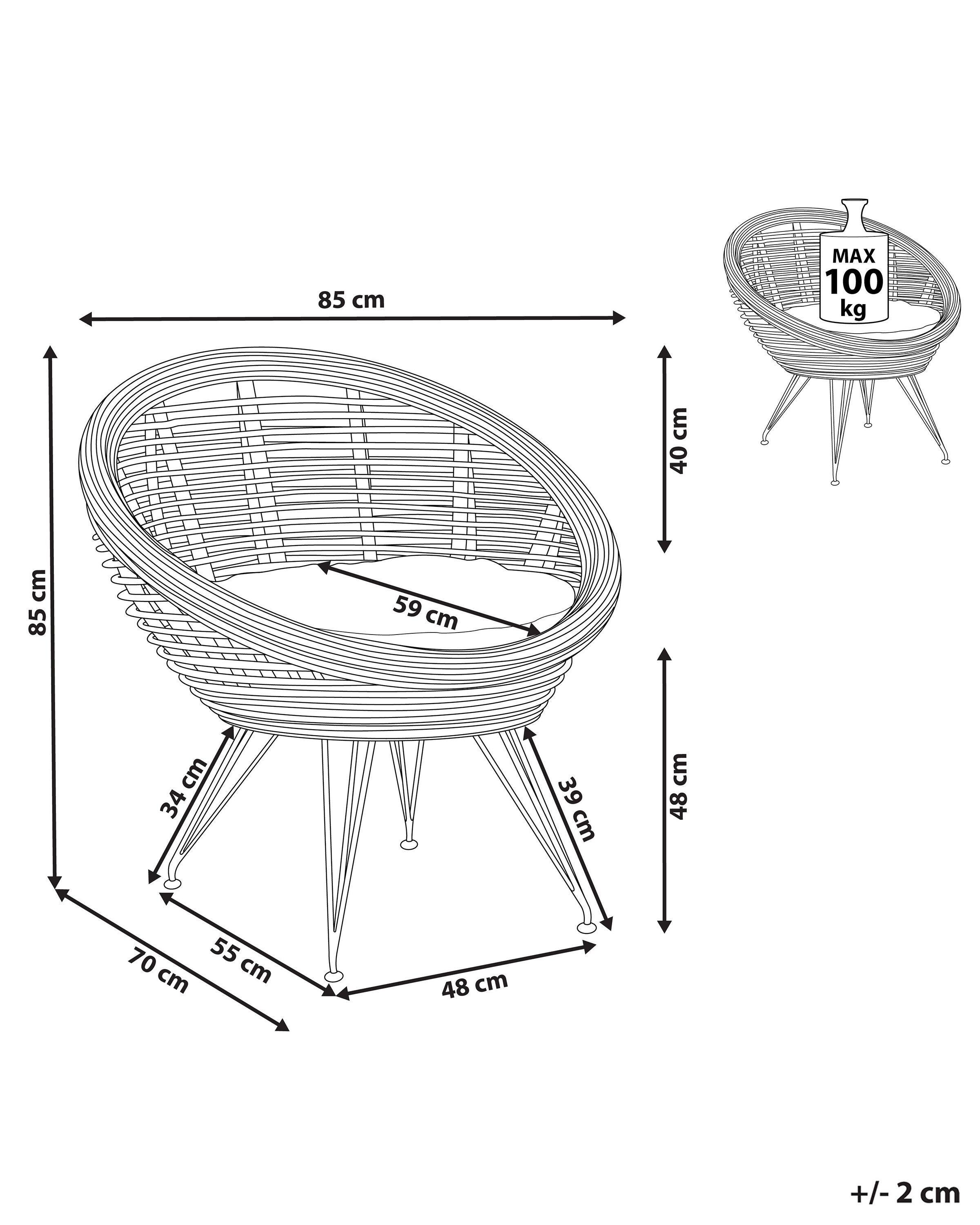 Beliani Gartenstuhl aus Rattan Boho MARATEA  