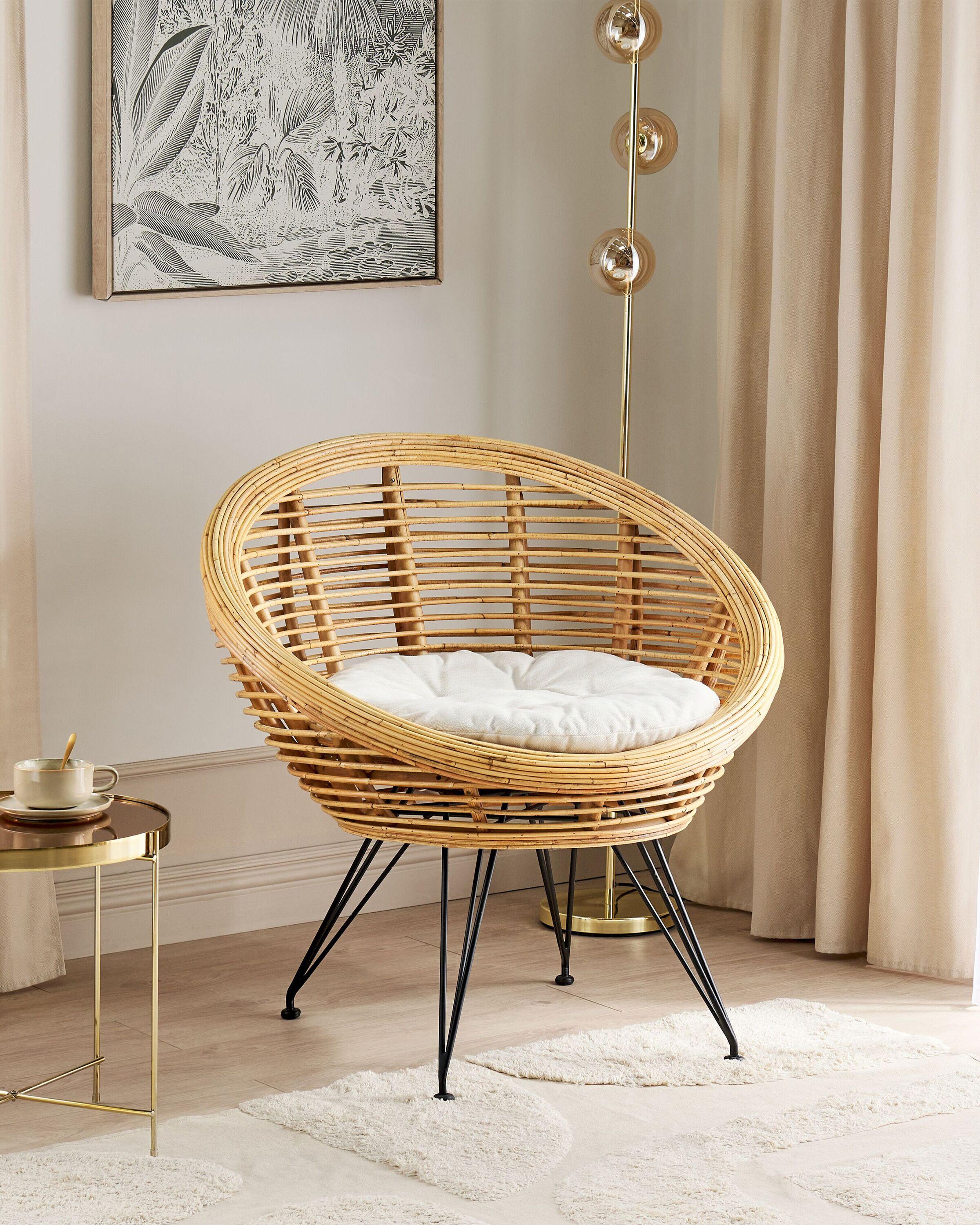 Beliani Chaise de jardin en Rotin Boho MARATEA  