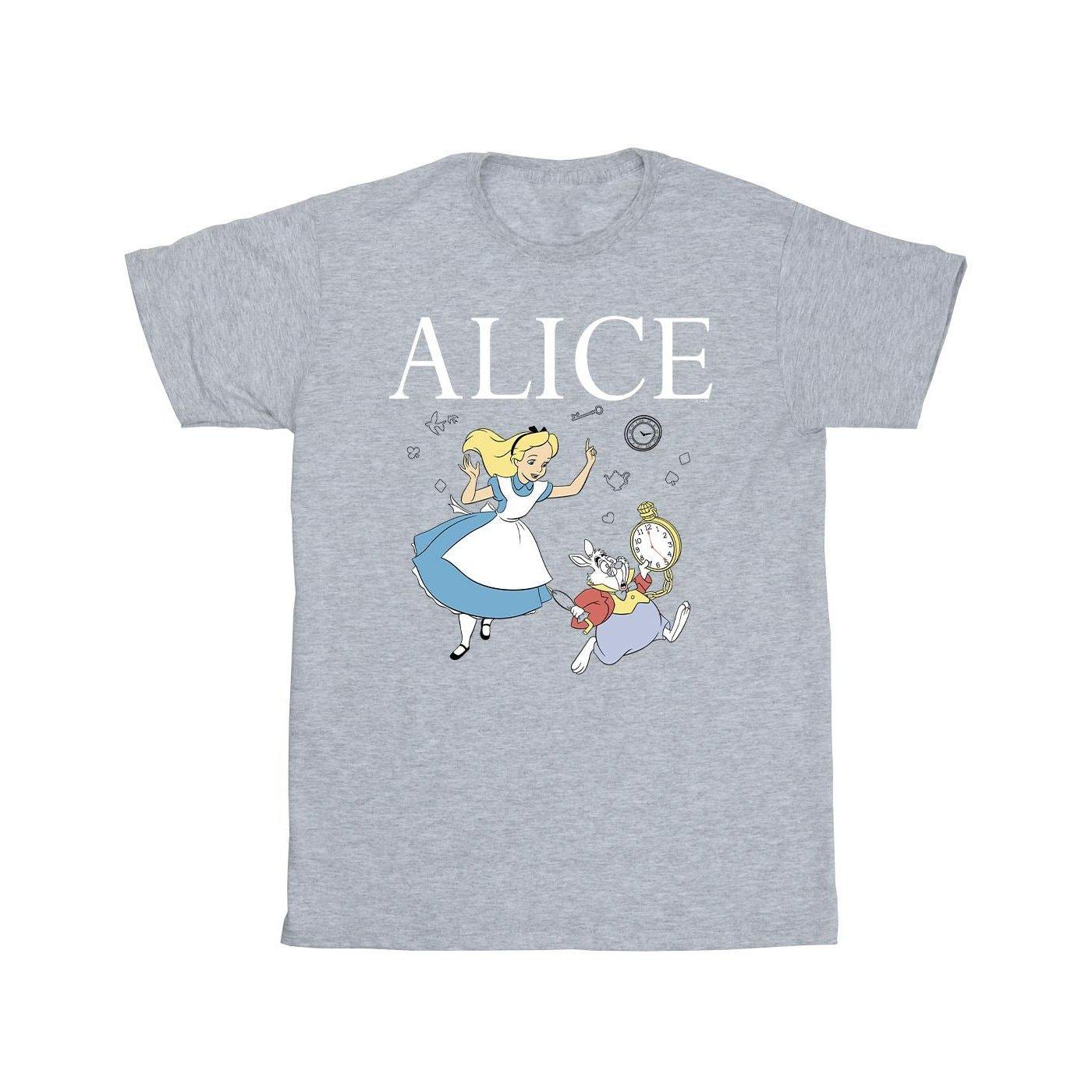 Image of Alice In Wonderland Follow The Rabbit Tshirt Herren Grau 5XL