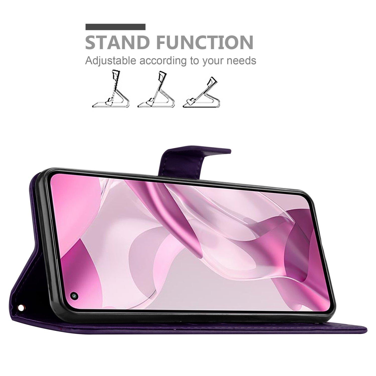 Cadorabo  Housse compatible avec Xiaomi Mi 11 LITE (4G / 5G) / 11 LITE NE - Coque de protection au design floral avec fermeture magnétique, fonction de support et emplacements pour cartes 