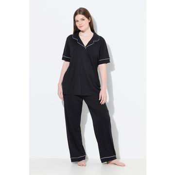 Pyjama col à revers et manches courtes, passepoils fantaisie