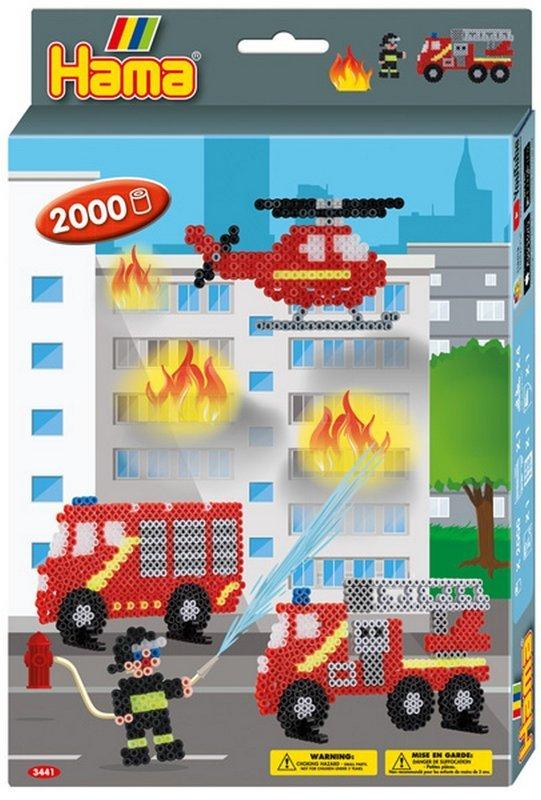 Image of HAMA Bügelperlen Set Midi Feuerwehr Rot Bunt