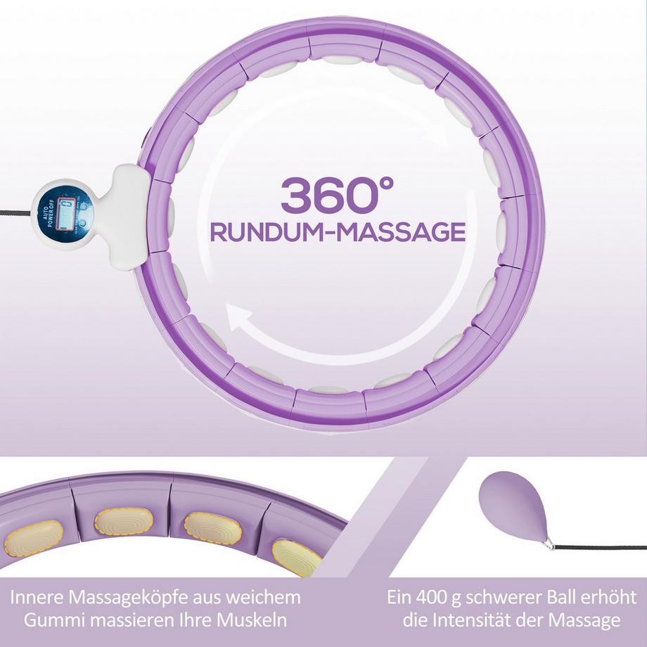 Northio  Smart Hula Hoop Reifen Erwachsene mit Gewicht Kugel Zähler 16 Knoten (76-113cm) Einstellbar Fitness Leise Abnehmen Ausrüstung Infinity Hula-Hoop für Gewichtsverlust, Fitness Violett | 