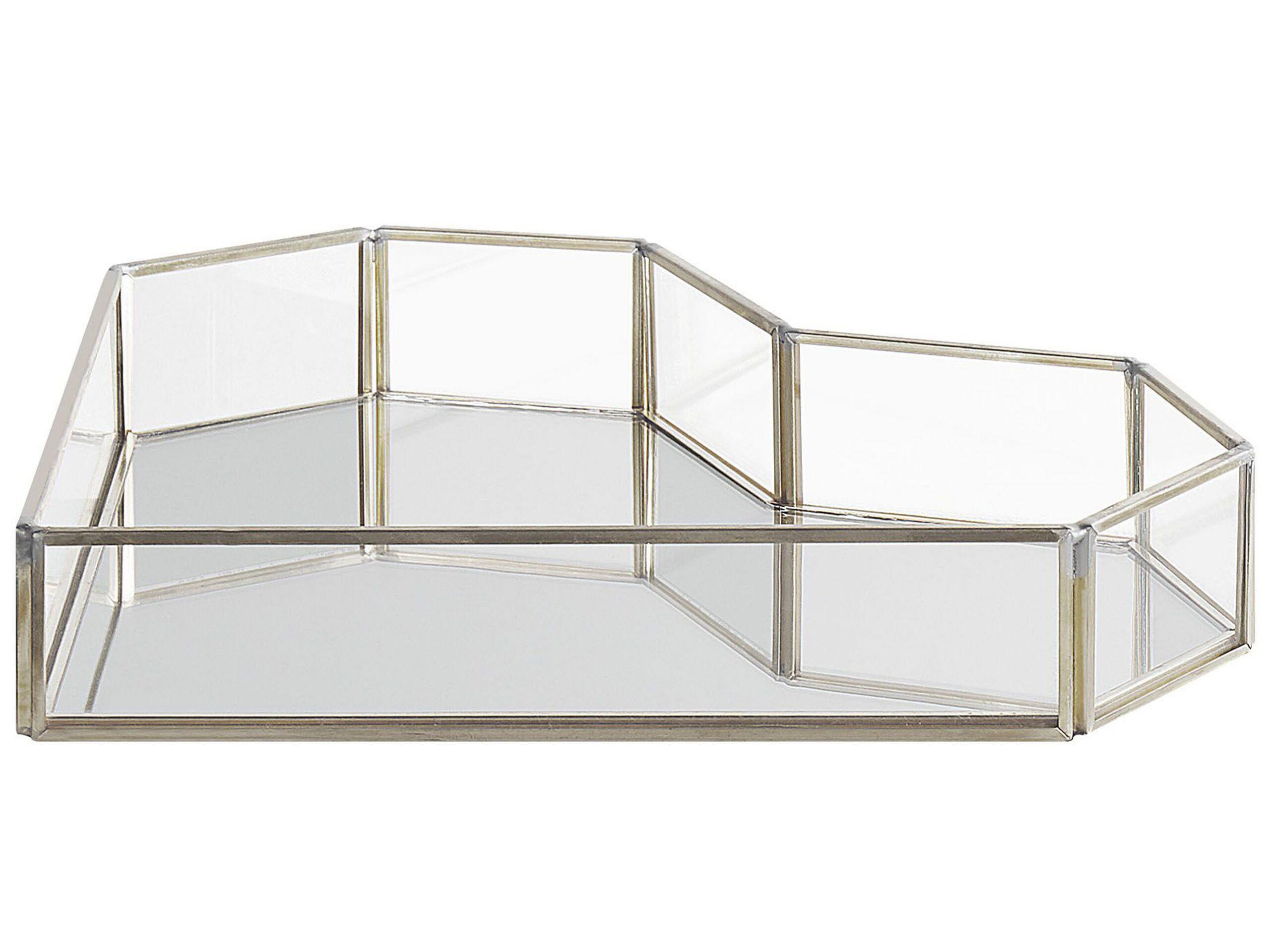 Image of Tablett Aus Glas Modern Pontivy Unisex Antikes Silber