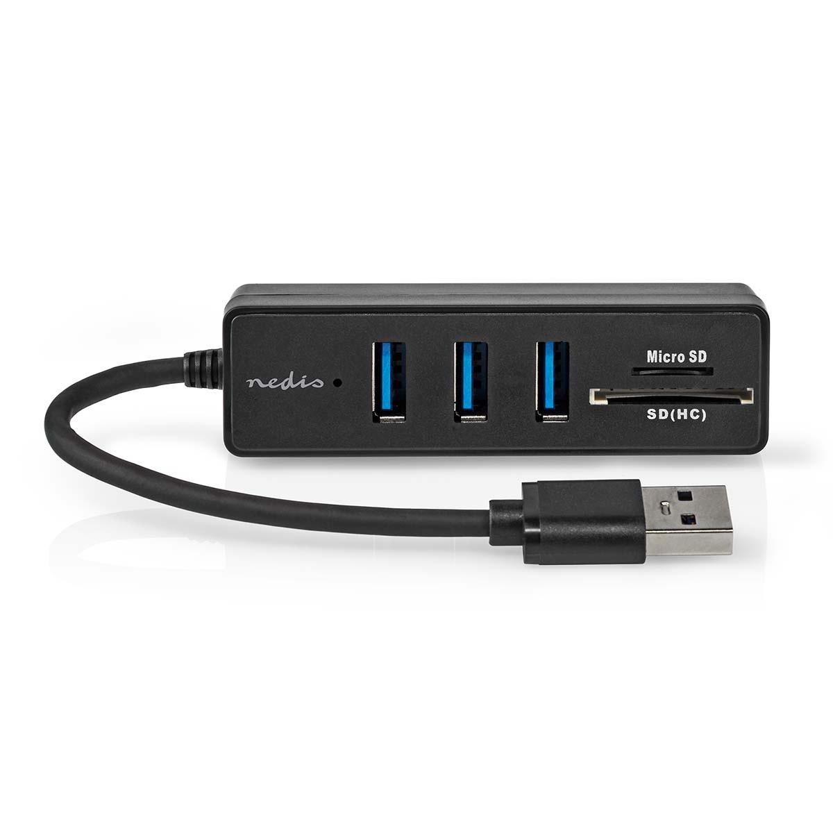 Nedis  Hub USB | USB A-Hane | 3x USB A femelle | 5-Port(s) | USB 3.2 Gen 1 | USB power | 5 Gbps | SD & MicroSD 