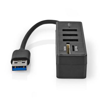 Nedis  USB-Hub | USB A-Hane | 3x USB A-Buchse | 5-Port-Anschluss/-Anschlüsse | USB 3.2 Gen 1 | USB-Stromversorgung | 5 Gbps | SD & MicroSD 