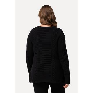 Ulla Popken  Bellieva-Pullover, Zopfmuster, Rundhals, Langarm, GOTS 