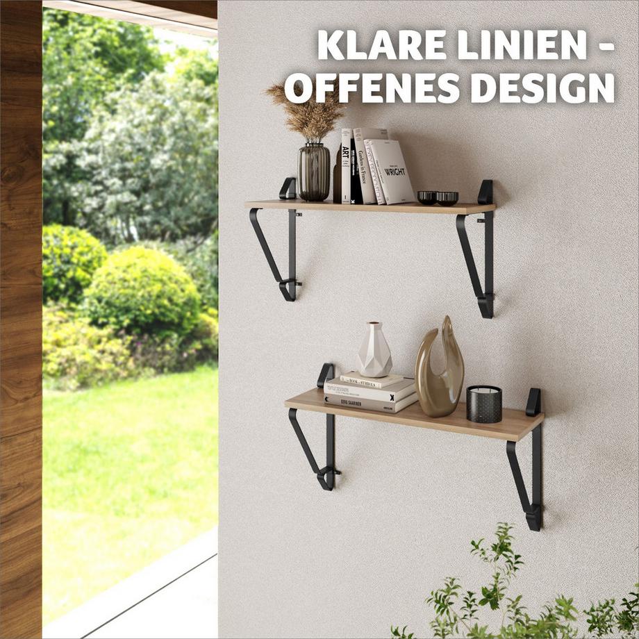 Tectake 2er Set Wandregal Irvine Industrial Style Holz und Stahl  