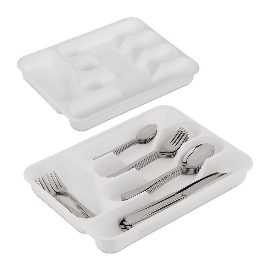 B2X  Weißer Besteckkasten 2er-Set 