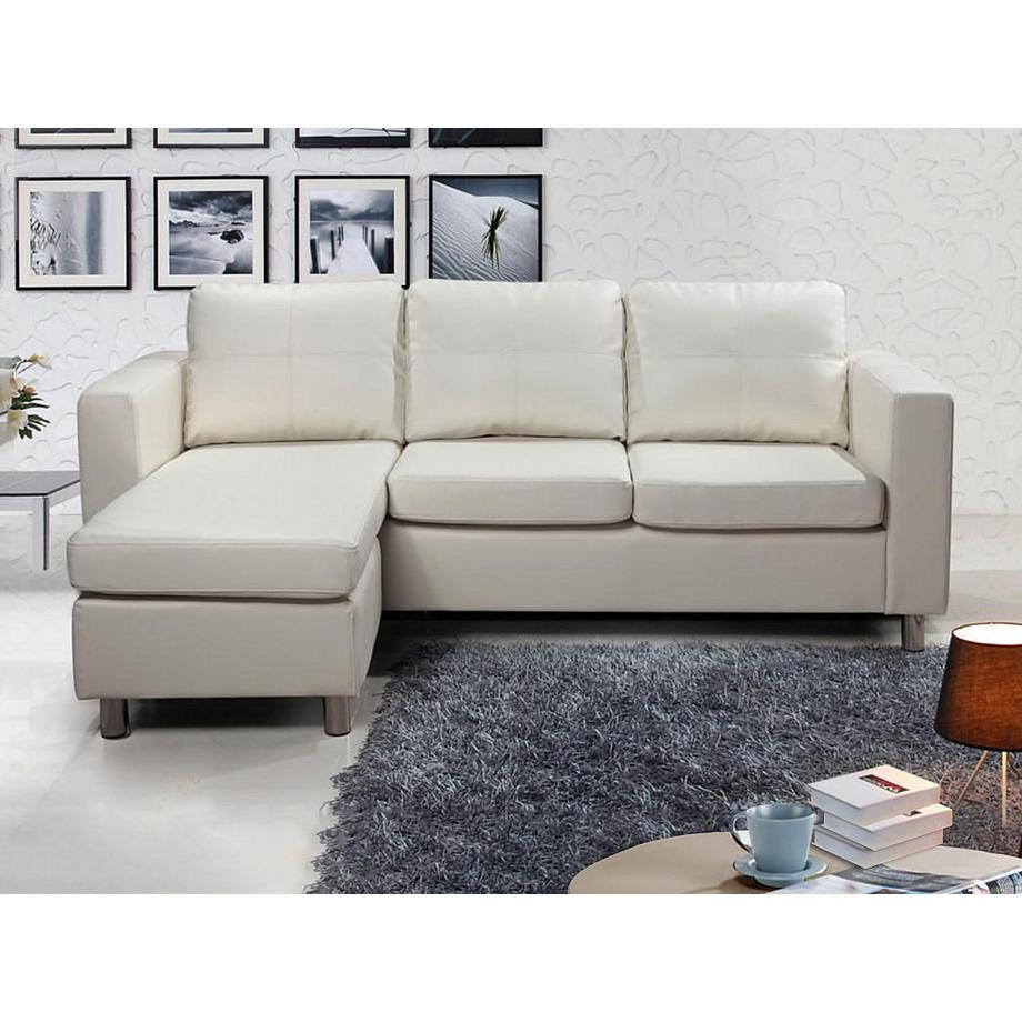 Vente-unique Ecksofa Kunstleder Elfenbeinfarben ACKLEY  