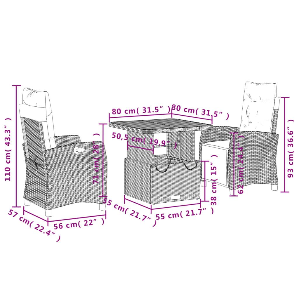 VidaXL Garten essgruppe poly-rattan  