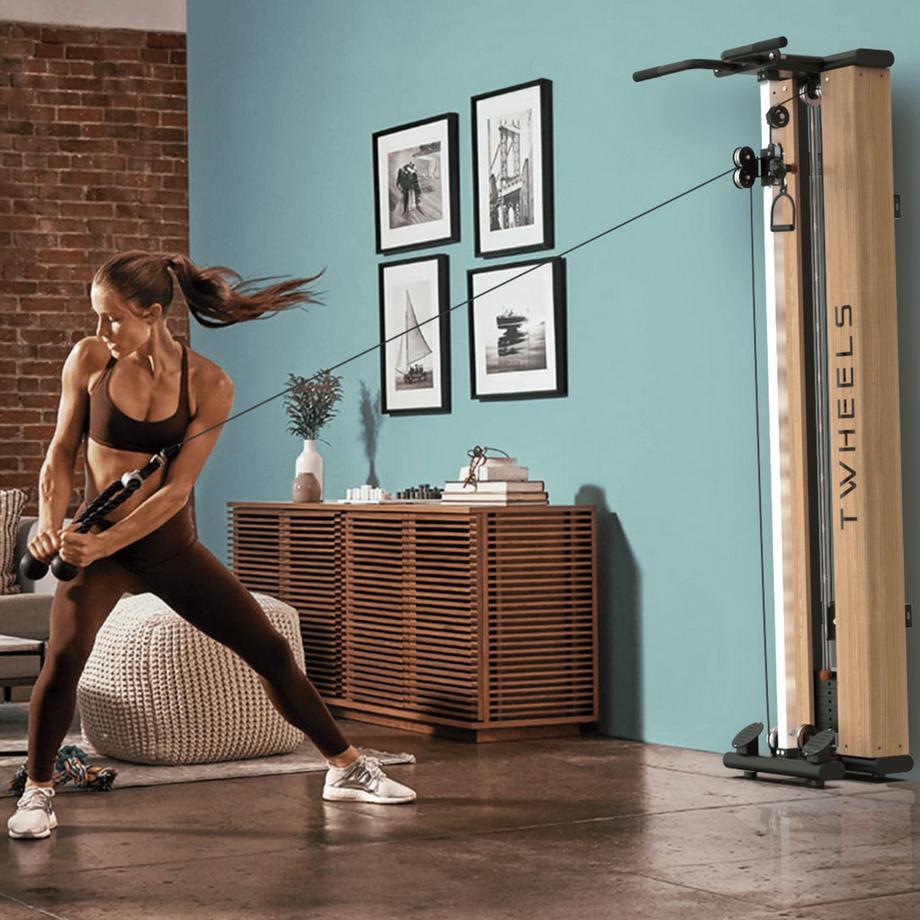 TWHEELS  Fitness Seilzugturm aus Eichenholz 