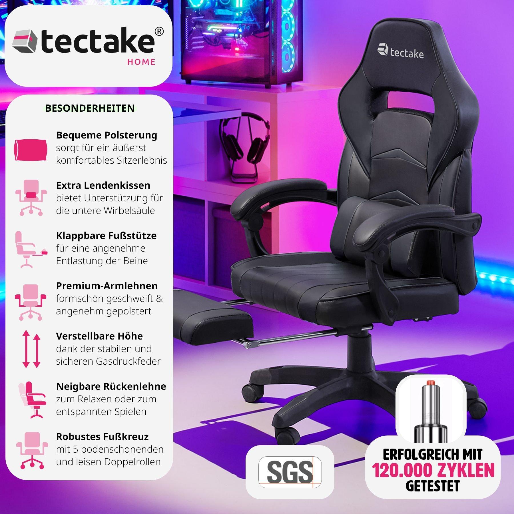 Tectake Chaise de bureau racing Comodo avec repose-pieds  
