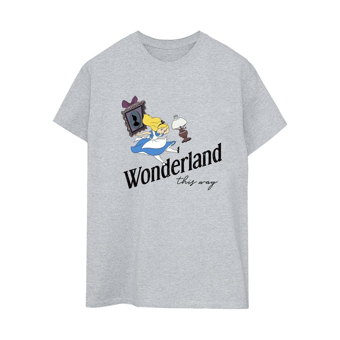 Image of Alice In Wonderland This Way Tshirt Damen Grau M