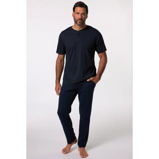 JP1880  Pyjama deux pièces (pantalon + Henley imprimé minimaliste), collection Homewear, tissu OEKO-TEX - jusqu'au 8&nbsp;XL 