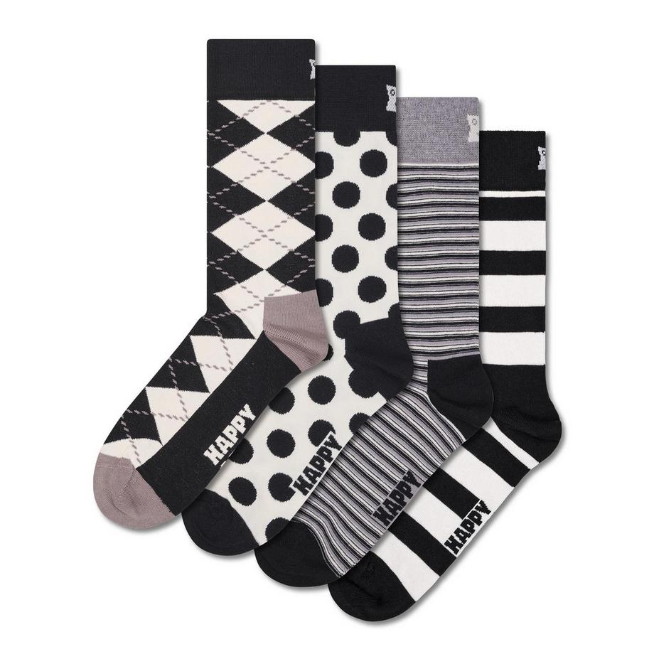 Happy Socks 4er-Pack Classic Black & White Waden Socken  