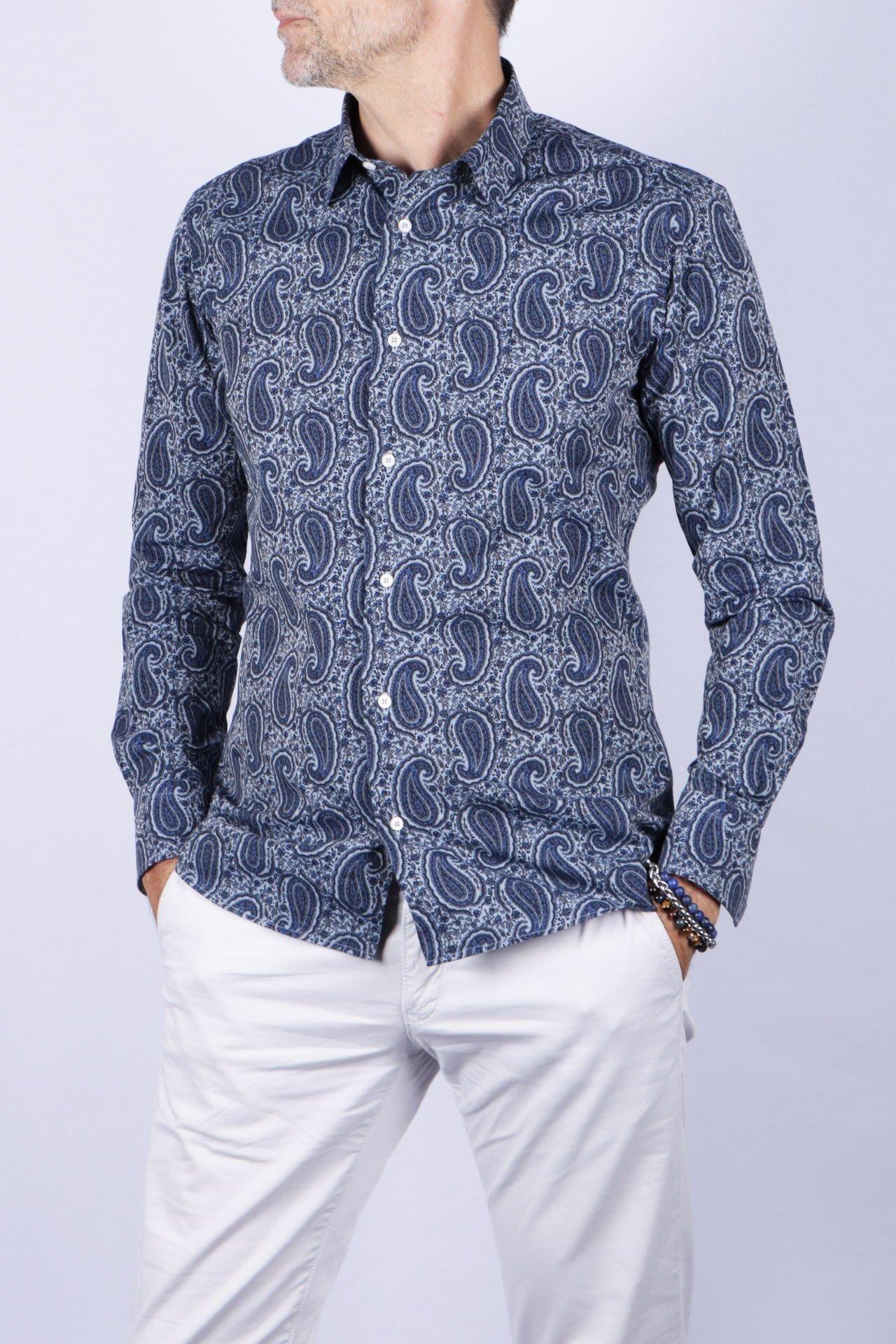 Image of Hemd Mit Paisley-print Herren Blau S