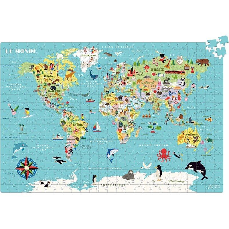 Vilac  Puzzle, carte du monde, 500 pièces, Ingela P.Arrhenius, Vilac 