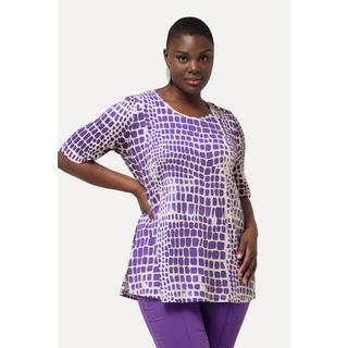 Ulla Popken  T-Shirt, Pima Cotton, Ziersteine, Rundhals, Halbarm 