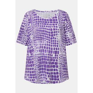 Ulla Popken  T-Shirt, Pima Cotton, Ziersteine, Rundhals, Halbarm 