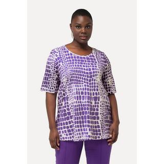 Ulla Popken  T-Shirt, Pima Cotton, Ziersteine, Rundhals, Halbarm 