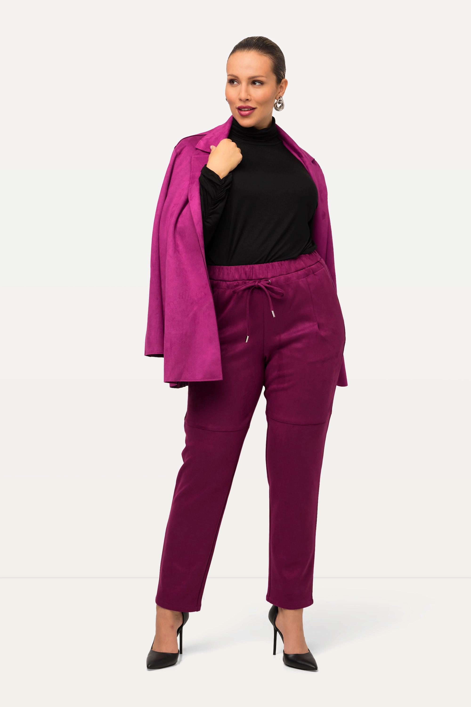 Ulla Popken  Pantaloni a 7/8 in similpelle con taglio della gamba stretto e cintura elastica 