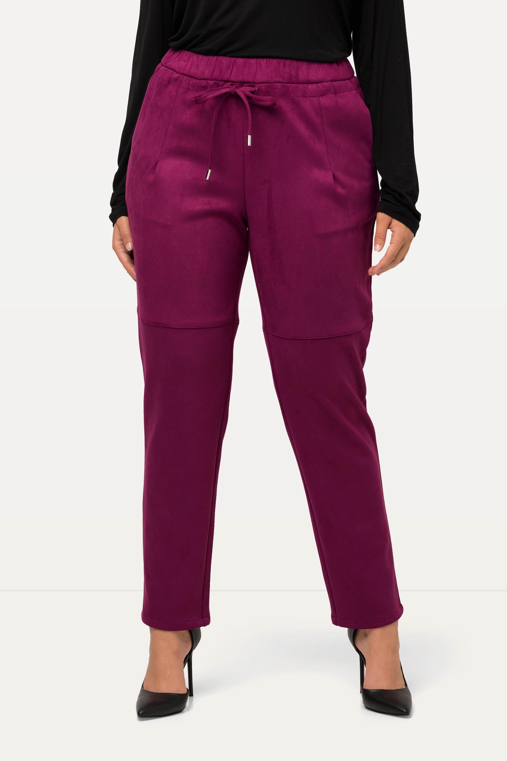 Ulla Popken  Pantaloni a 7/8 in similpelle con taglio della gamba stretto e cintura elastica 