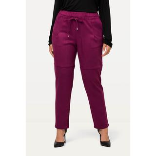 Ulla Popken  Pantaloni a 7/8 in similpelle con taglio della gamba stretto e cintura elastica 