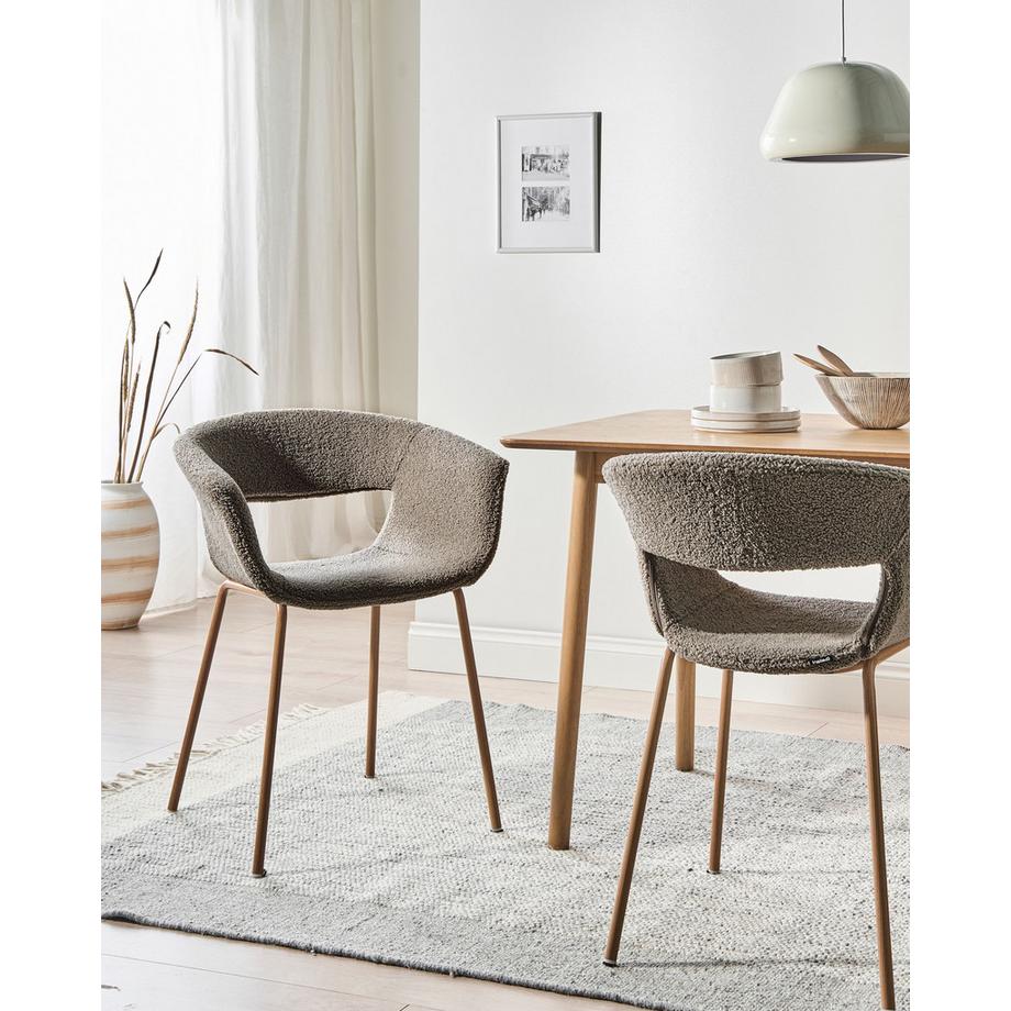Beliani Esszimmerstuhl 2er Set aus Bouclé  ELMA  
