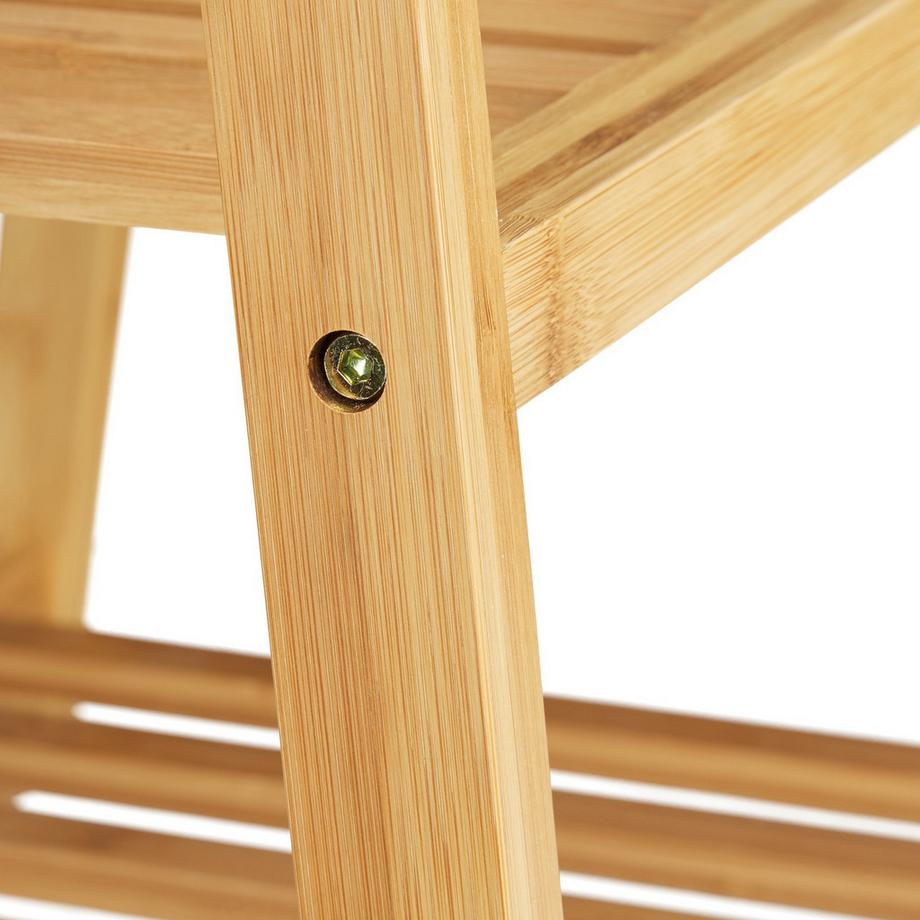 B2X  Portant à vêtements en bambou avec 2 étagères 