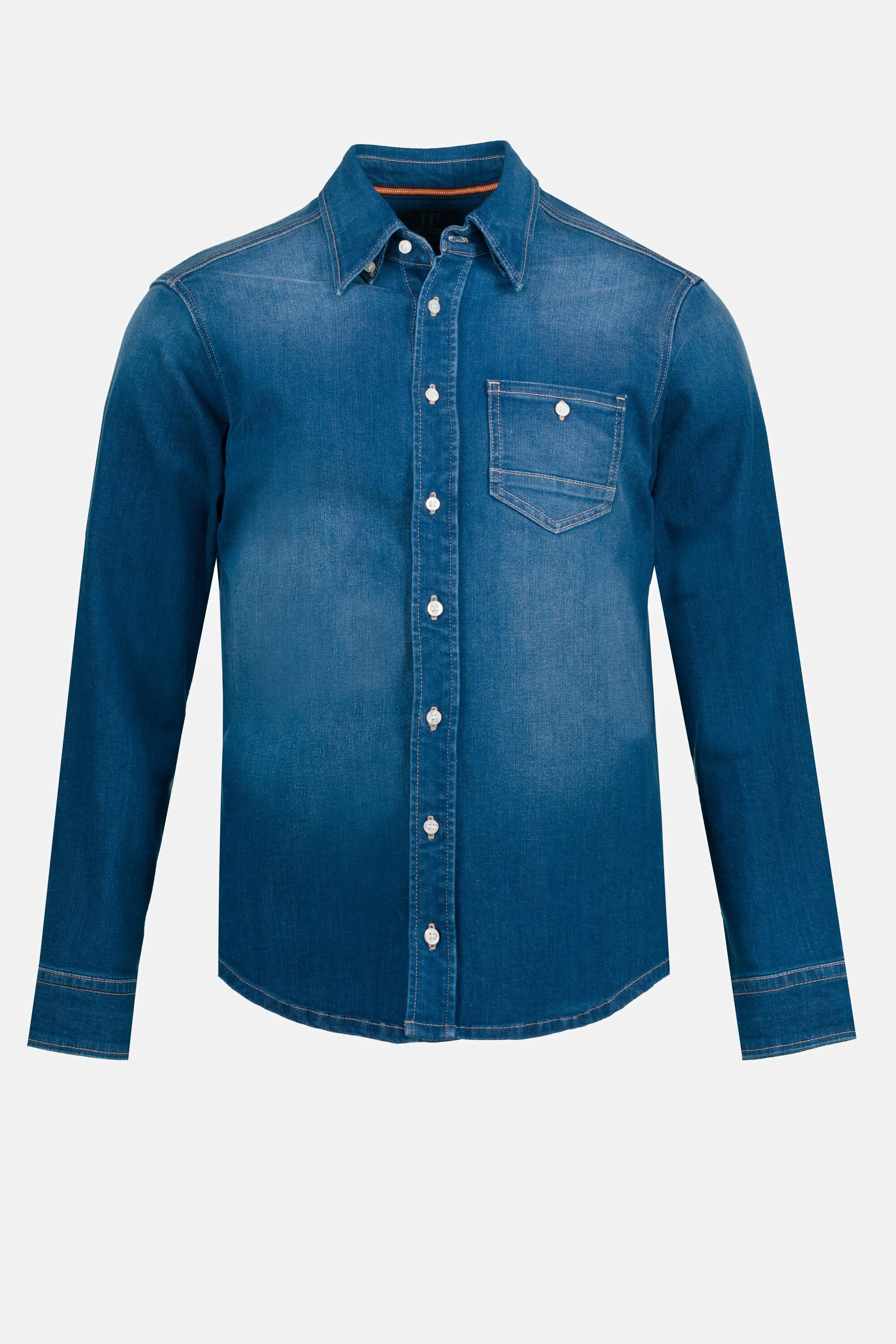 JP1880  Chemise en jean à manches longues et col à pointes boutonnées - coupe Modern Basic Fit 