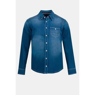 JP1880  Chemise en jean à manches longues et col à pointes boutonnées - coupe Modern Basic Fit 